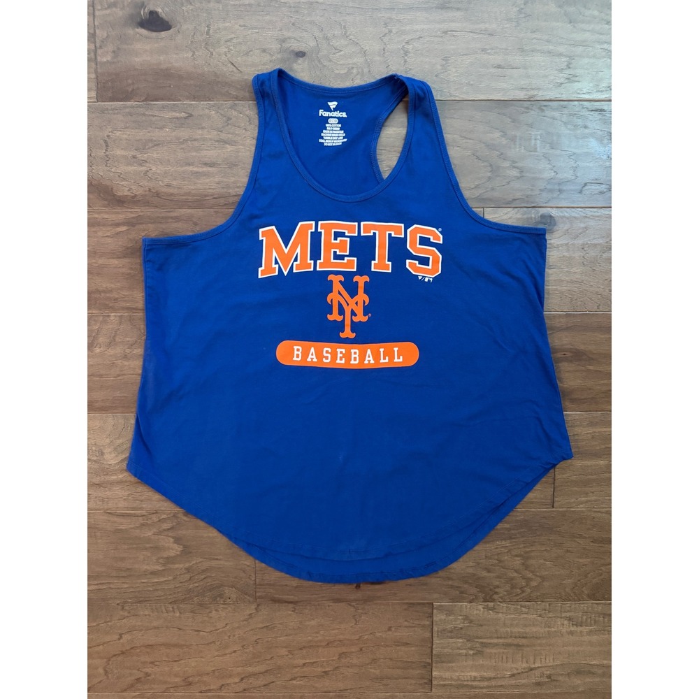 Fanatics New York Mets Tank Top Mens 2X Blue Cotton Graphic Racerback MLB Tee